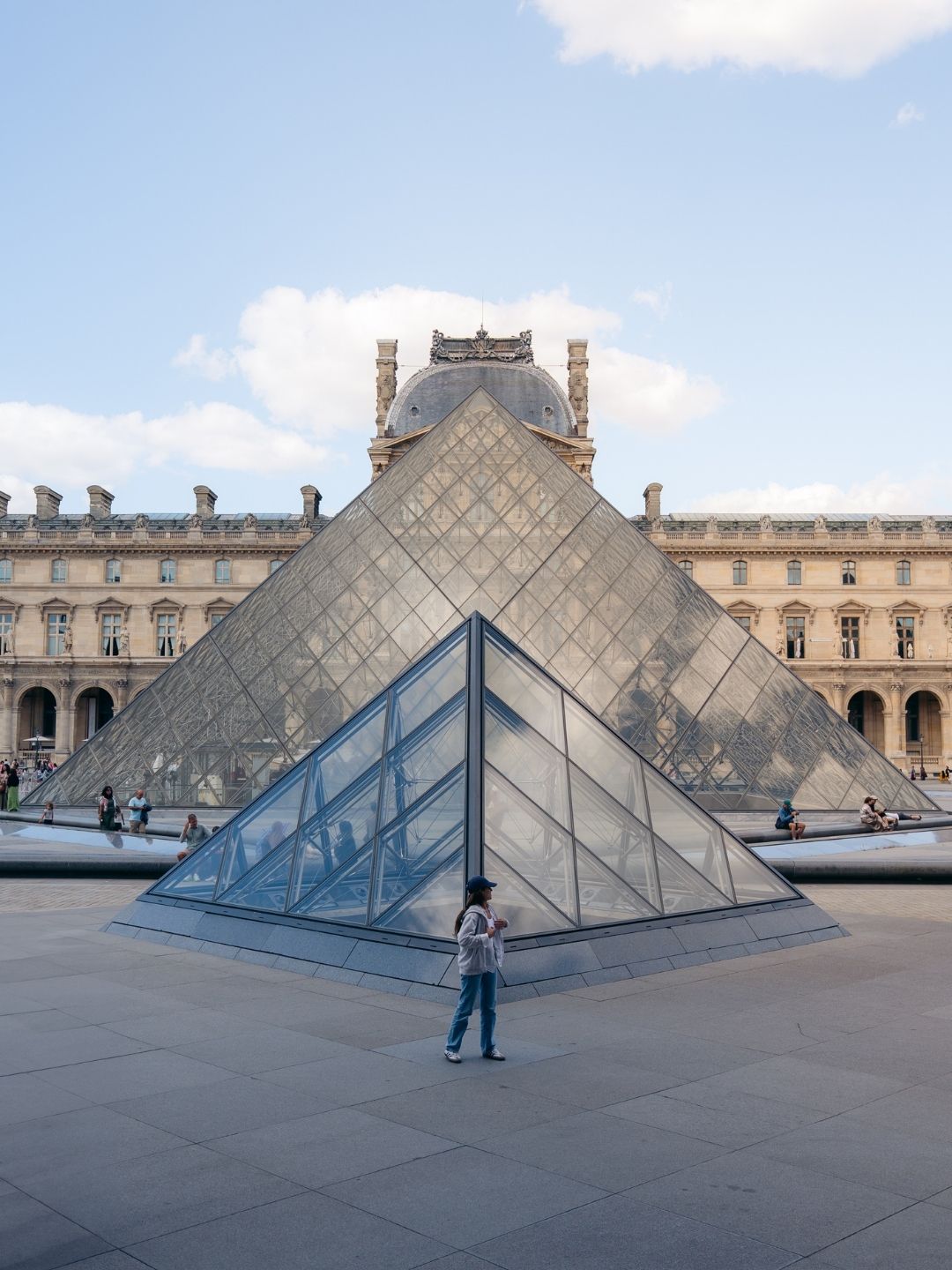 The pyramids of the louvre in paris, france
