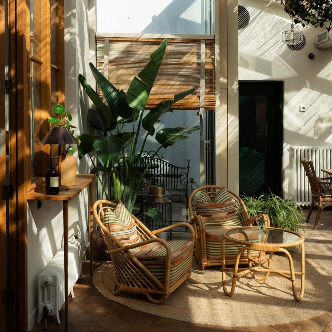 Light shining through the lobby of Hotel Sanders in Copenhagen, Denmark