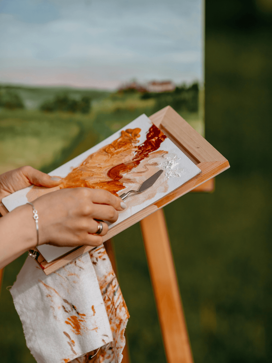 Woman Painting Nature Outdoors