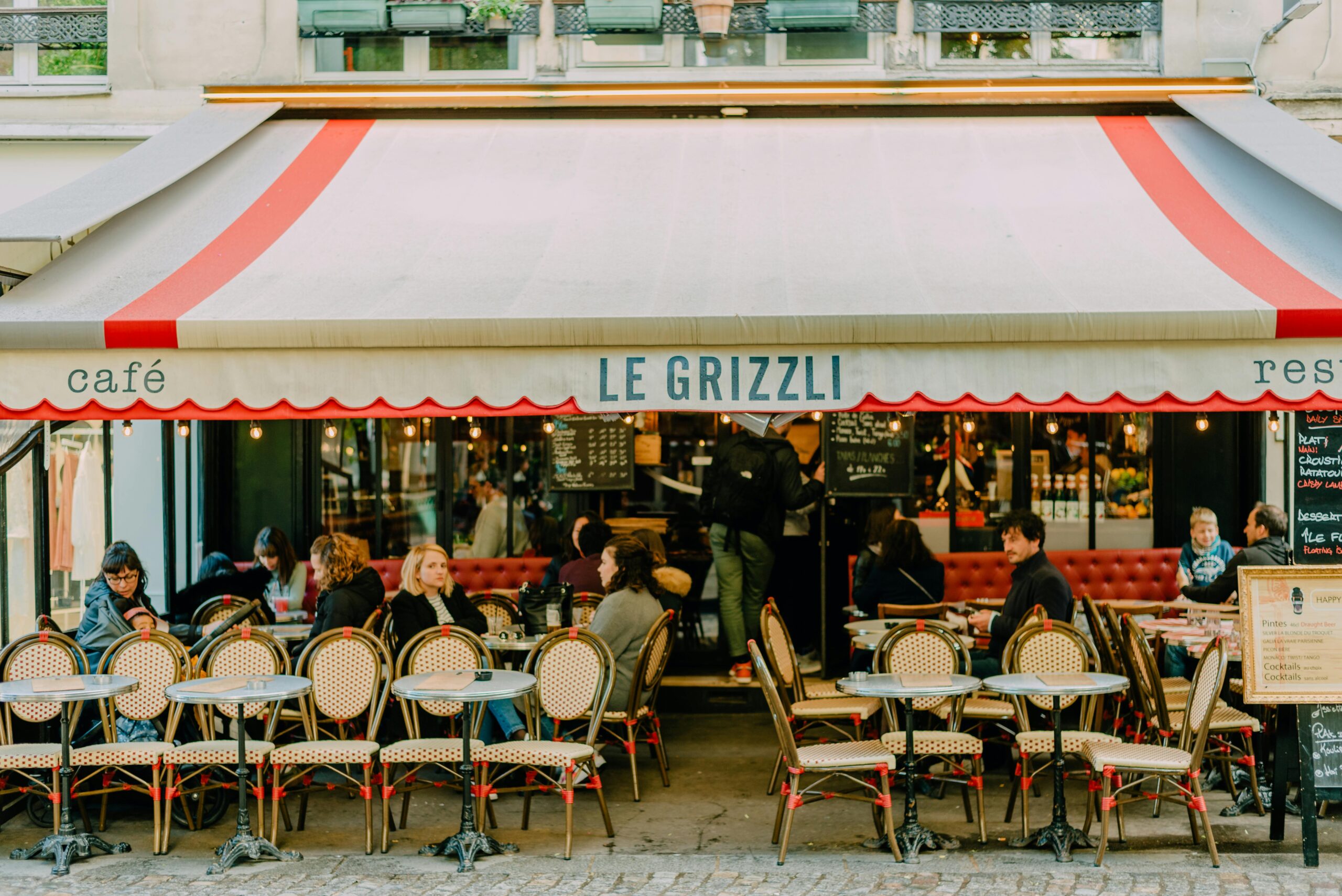 Charming Parisian Café Outdoor Seating Scene
